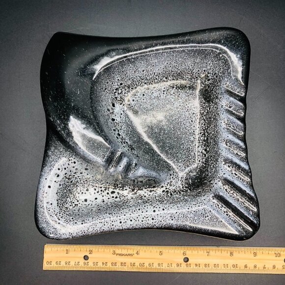 Beauceware Ceramic Ashtray Beauce Pottery #906 Black White Spatter Accent Bowl - Picture 11 of 13